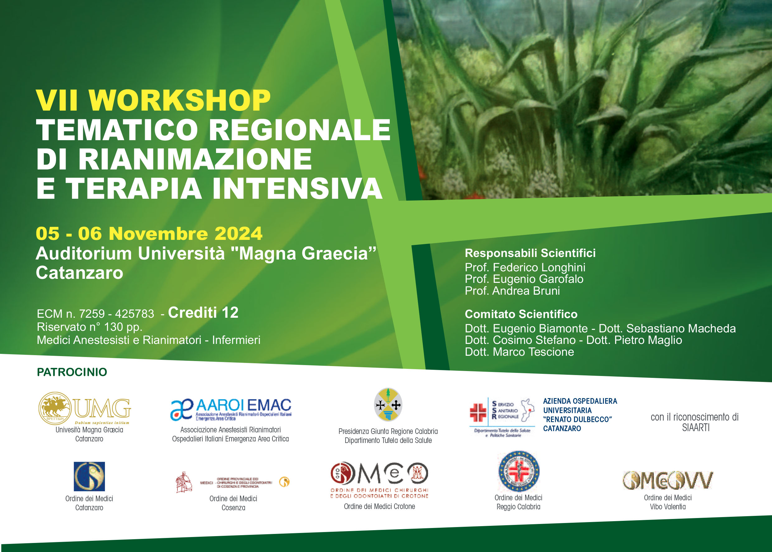 VII WORKSHOP TEMATICO REGIONALE DI RIANIMAZIONE E TERAPIA INTENSIVA