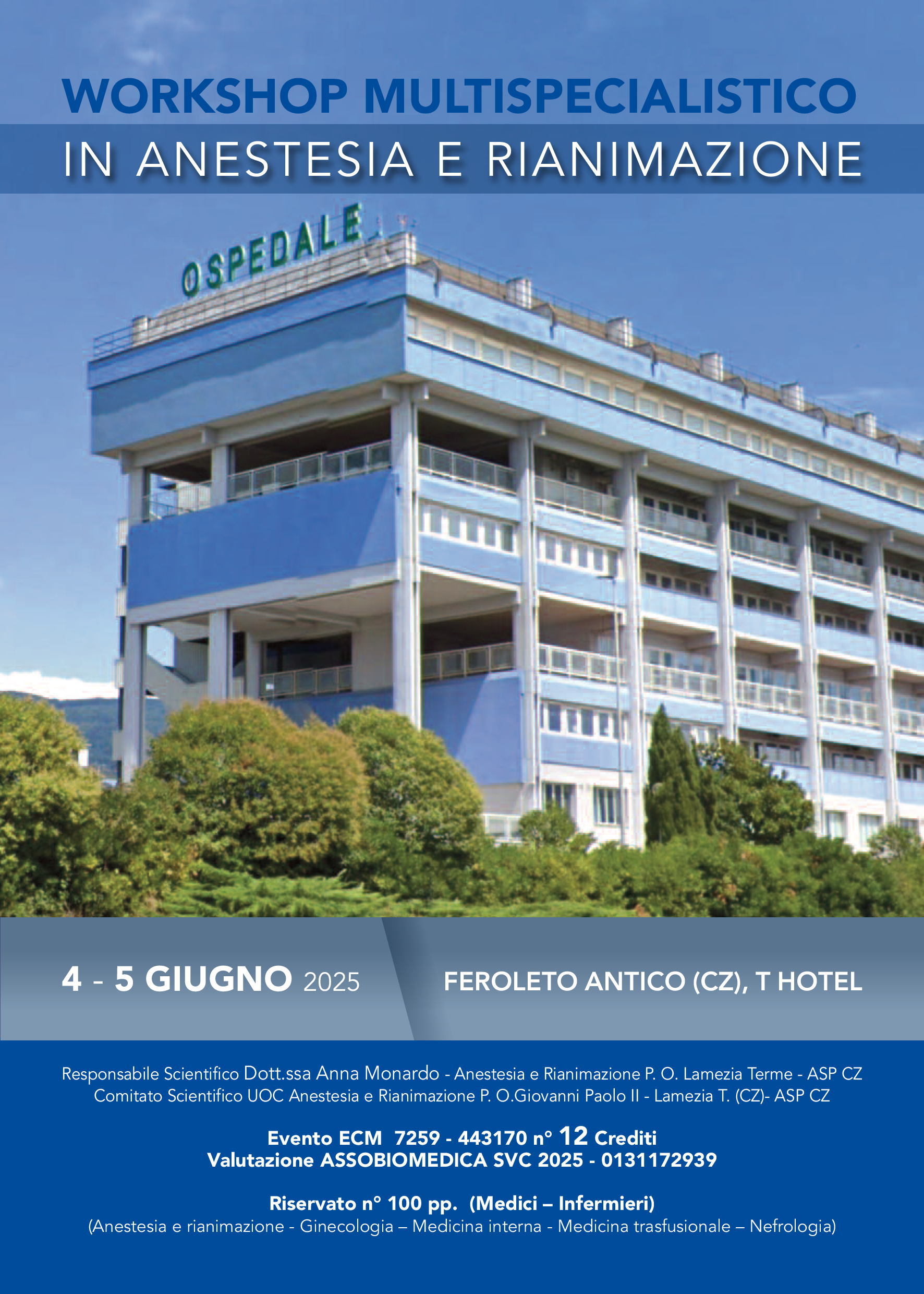 WORKSHOP MULTISPECIALISTICO IN ANESTESIA E RIANIMAZIONE